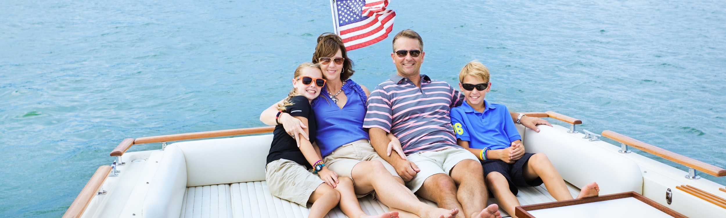 familuy photo on a boat